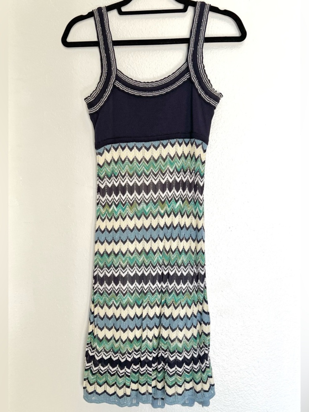 bebe Chevron Zig Zag Knit Mini Dress Sleeveless Sz Small